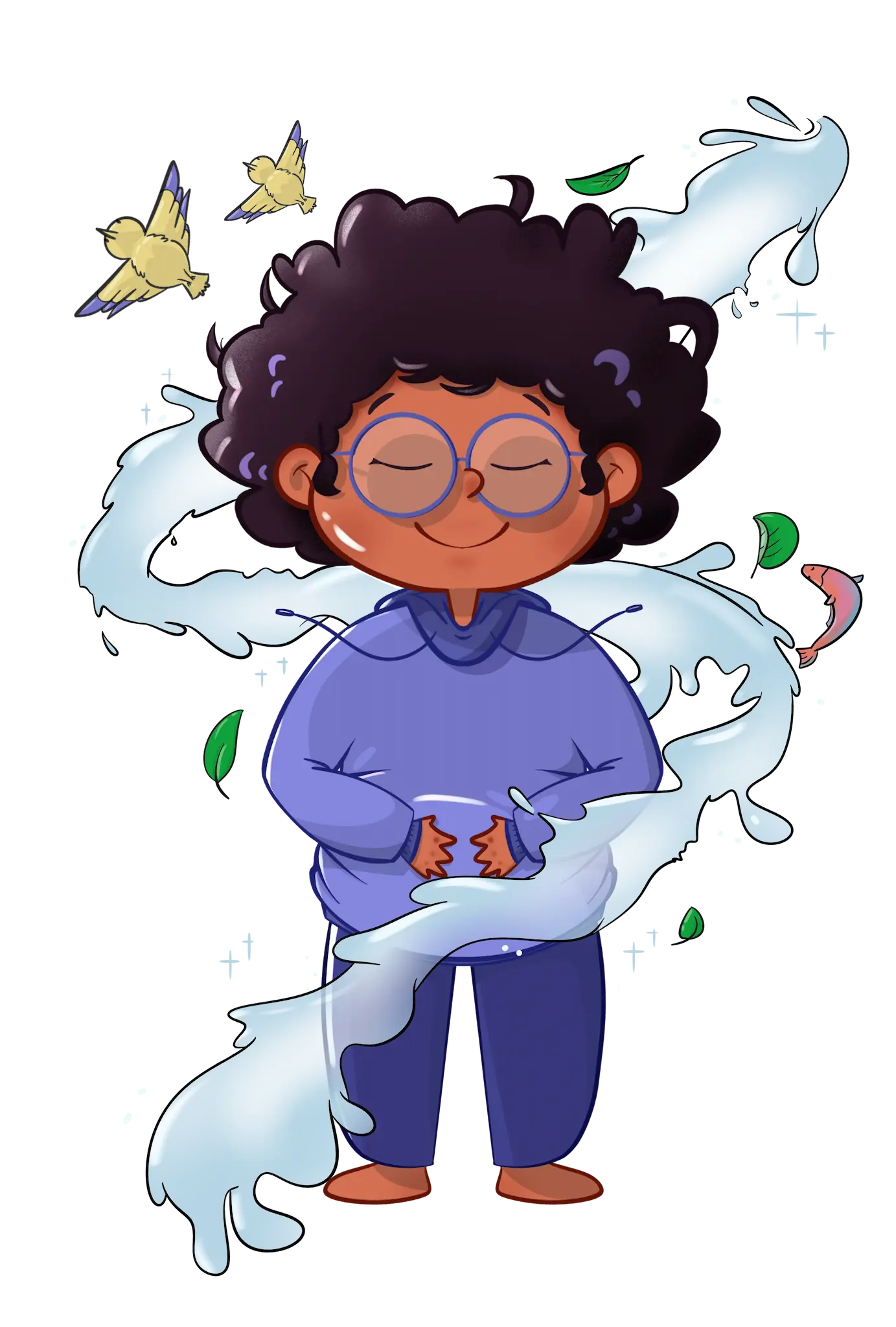 Illustration of a student practicing mindfulness